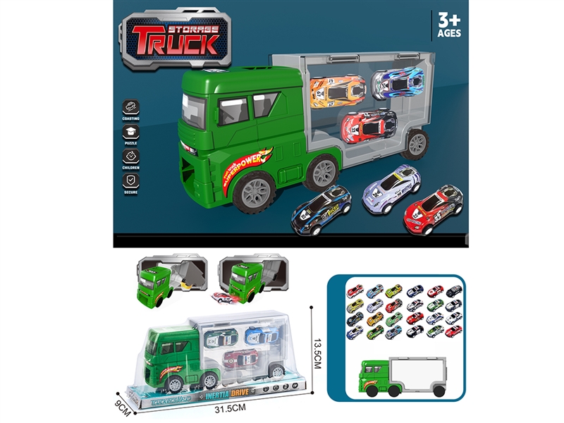 FREE WAY CONTAINER TRUCK W/DIE-CAST CAR 3PCS - HP1215722