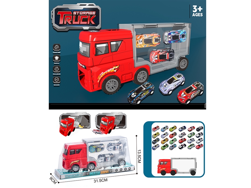 FREE WAY CONTAINER TRUCK W/DIE-CAST CAR 3PCS - HP1215723