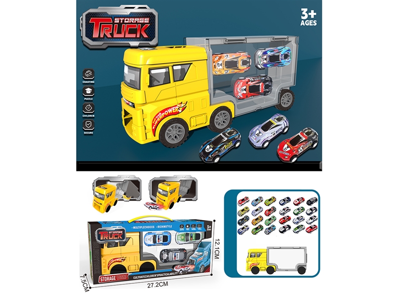 FREE WAY CONTAINER TRUCK W/DIE-CAST CAR 3PCS - HP1215725