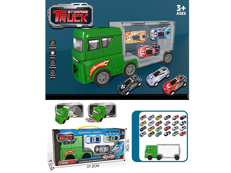 FREE WAY CONTAINER TRUCK W/DIE-CAST CAR 3PCS - HP1215726