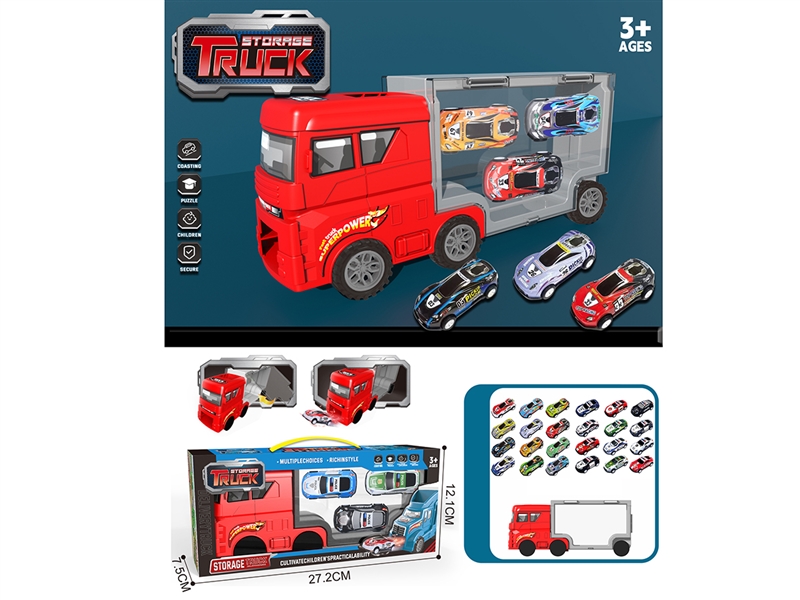 FREE WAY CONTAINER TRUCK W/DIE-CAST CAR 3PCS - HP1215727