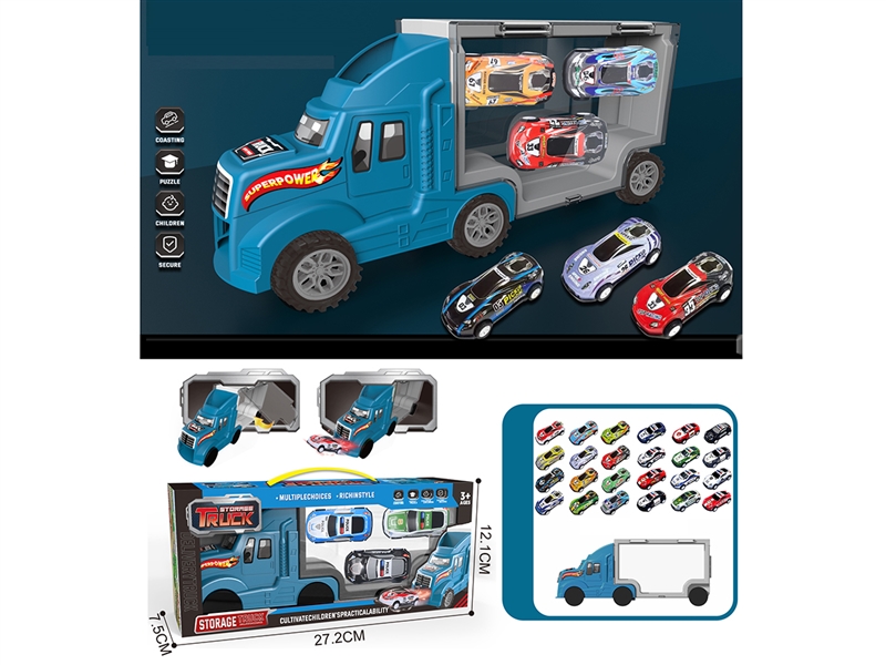 FREE WAY CONTAINER TRUCK W/DIE-CAST CAR 3PCS - HP1215728