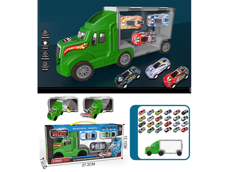 FREE WAY CONTAINER TRUCK W/DIE-CAST CAR 3PCS - HP1215730