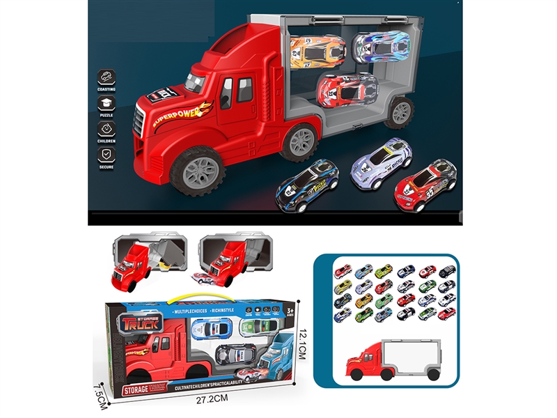 FREE WAY CONTAINER TRUCK W/DIE-CAST CAR 3PCS - HP1215731