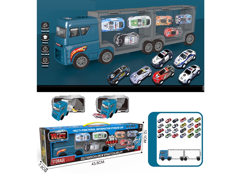 FREE WAY CONTAINER TRUCK W/DIE-CAST CAR 3PCS - HP1215732