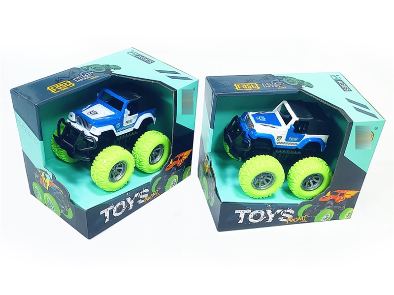 3CM DOUBLE FRICTION STUNT CAR BLUE/WHITE - HP1215760