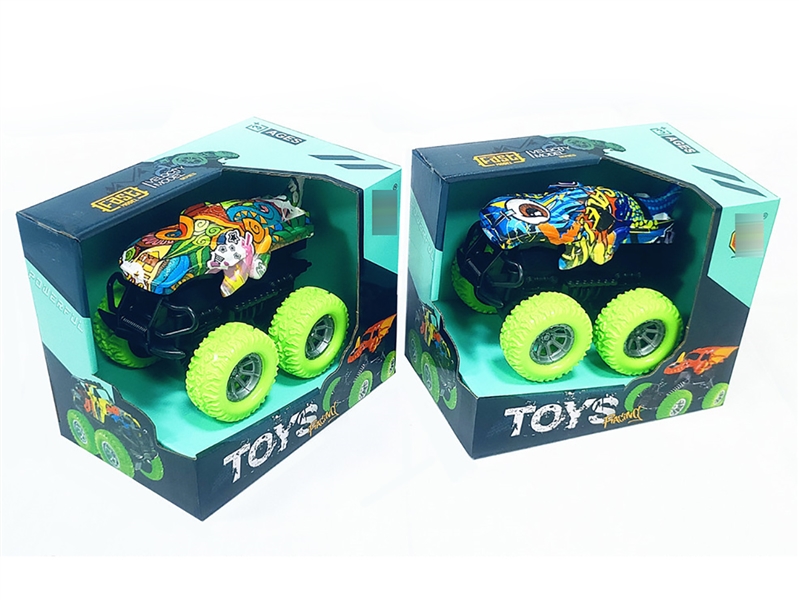 3CM DOUBLE FRICTION STUNT CAR BLUE/GREEN - HP1215772