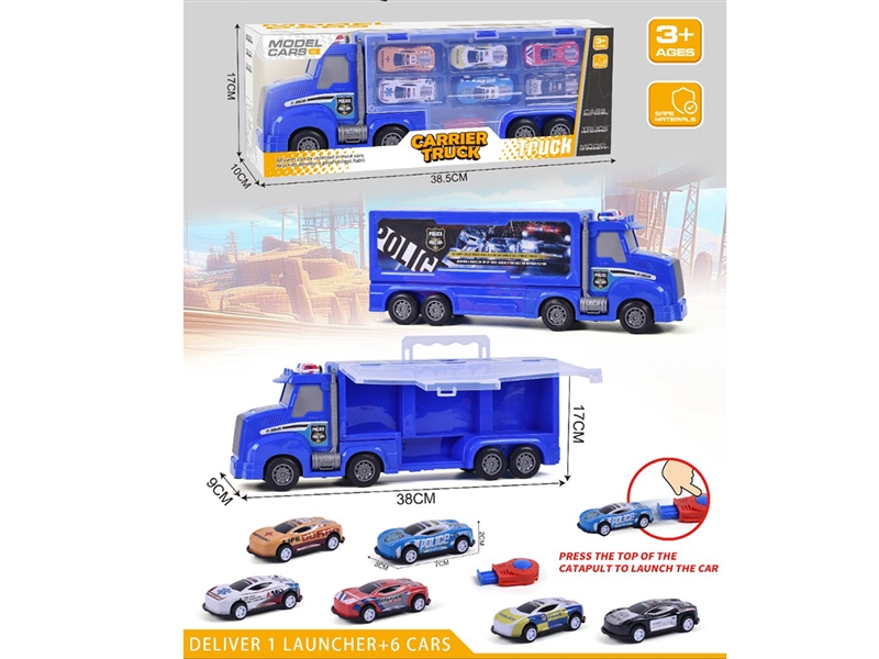 FREE WAY TRUCK W/CATAPULT CAR 6PCS - HP1219016