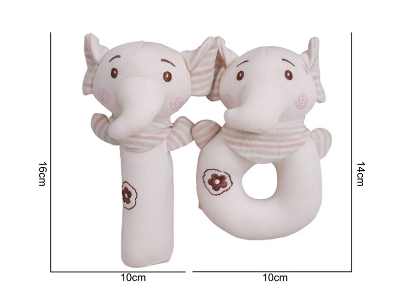 毛绒玩具  MamiBeby 有机棉 圆手摇棒棒套装 大象 J-3H - HP1222471