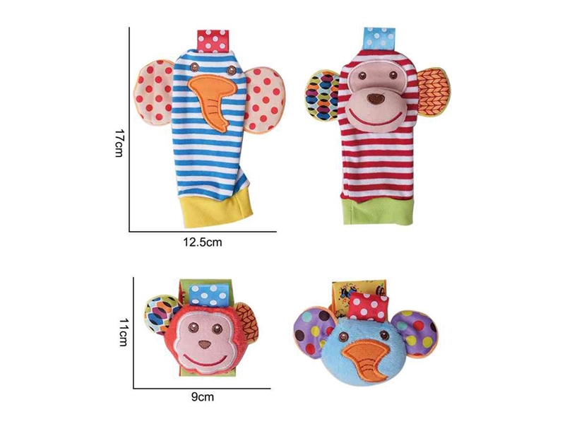 毛绒玩具  skkbaby 手腕带+袜子 猴+象【拉手袋套装】 C-D - HP1222500