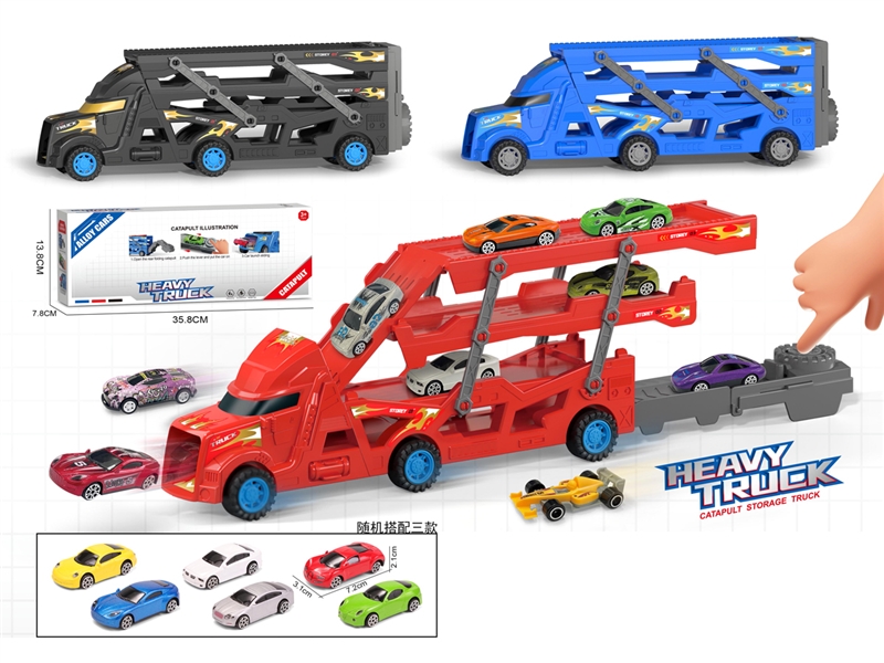 FOLDING CATAPULT TRUCK W/FREE WAY DIE-CAST CAR 3PCS - HP1222758