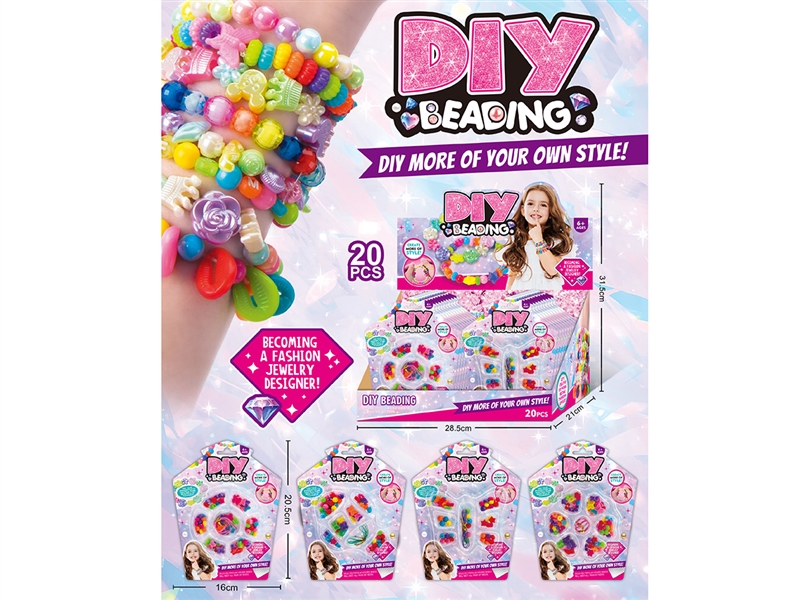 DIY CRAFT BEAD,4ASST,20PCS/DISPLAY BOX - HP1226005