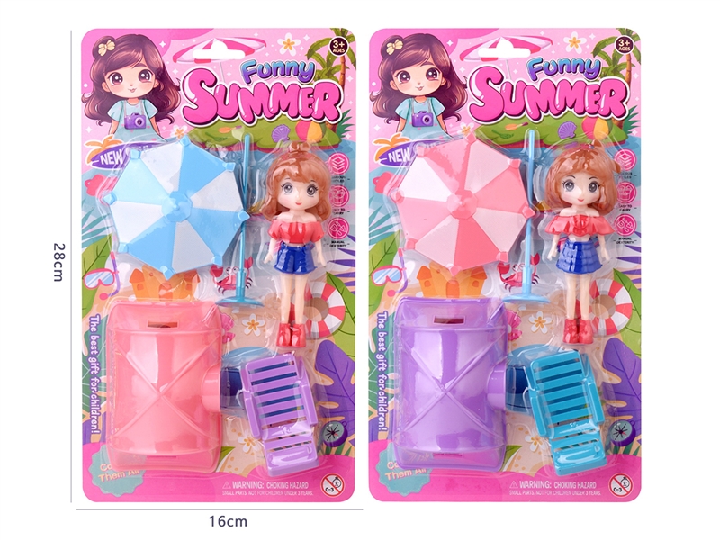 SUMMER BEACH TOYS SET W/DOLL,2ASST - HP1226342