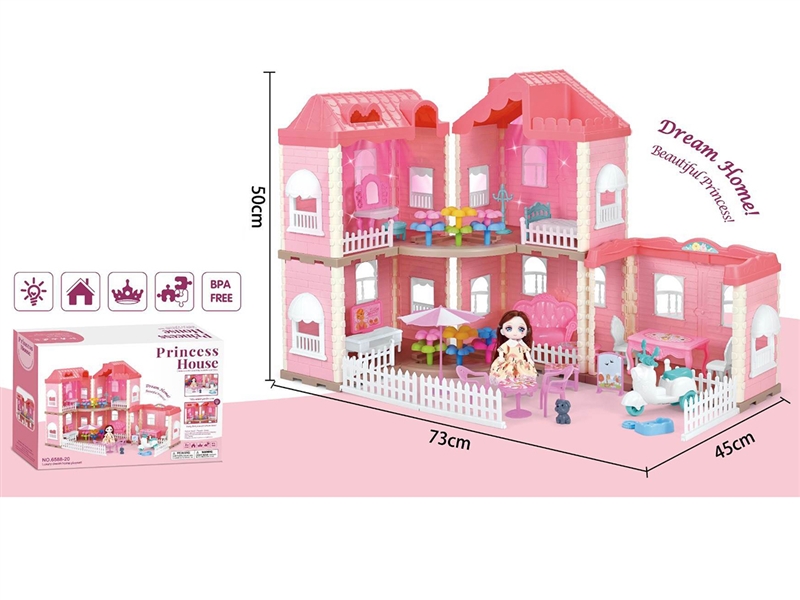 DIY VILLA SET W/LIGHT & DOLL 1PCS - HP1229339