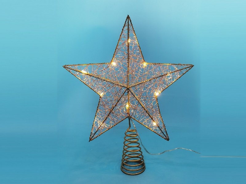CHRISTMAS METAL STAR TREE TOPPER W/LIGHT（NOT INCLUDED BATTERY） - HP1230784