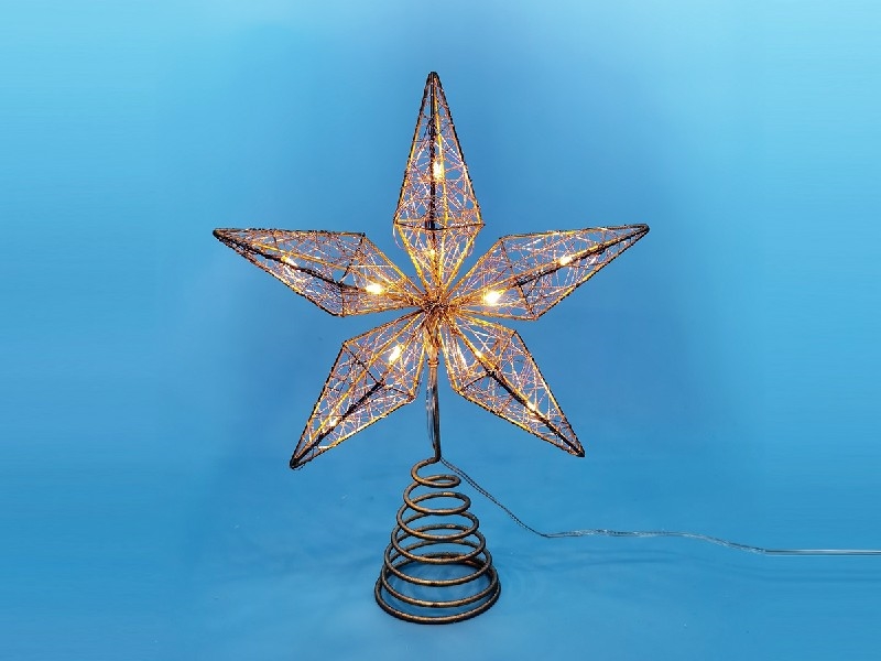 CHRISTMAS METAL STAR TREE TOPPER W/LIGHT（NOT INCLUDED BATTERY） - HP1230785