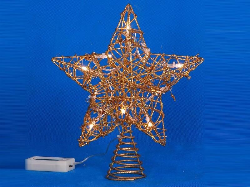CHRISTMAS METAL STAR TREE TOPPER W/LIGHT（NOT INCLUDED BATTERY） - HP1230786
