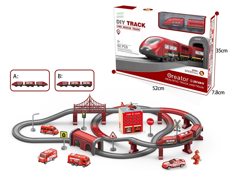 B/O TRACK TRAIN W/SOUND 92PCS,2ASST - HP1232761