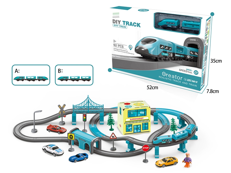 B/O TRACK TRAIN W/SOUND 92PCS,2ASST - HP1232762