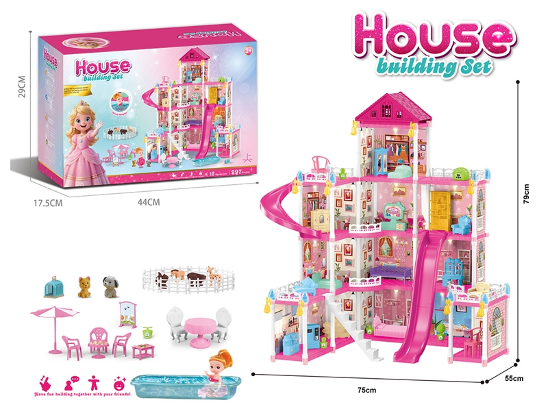DIY VILLA SET W/LIGHT,297PCS - HP1232911