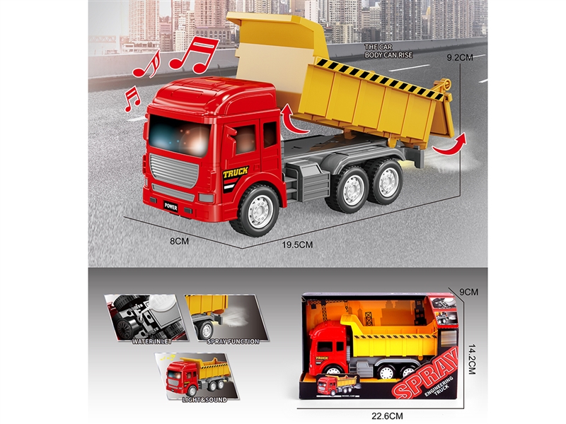 FRICTION CONSTRUCTION TRUCK W/LIGHT & MUSIC & SPRAY - HP1233443