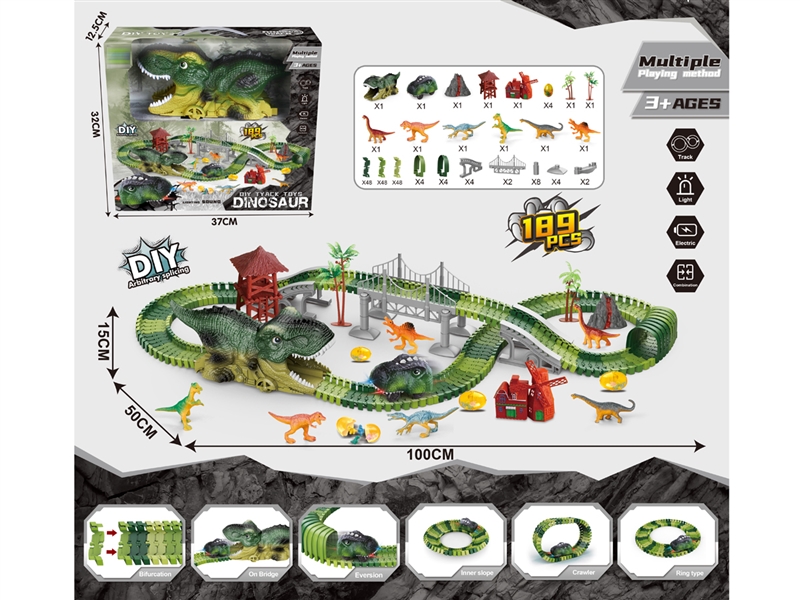 B/O DINOSAUR RACE TRACK W/LIGHT 189PCS - HP1233447