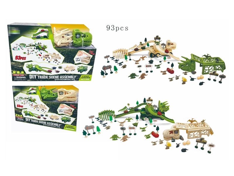 DINOSAUR RAIL CAR SET W/SOUND & LIGHT & B/O CAR , 93PCS - HP1233896