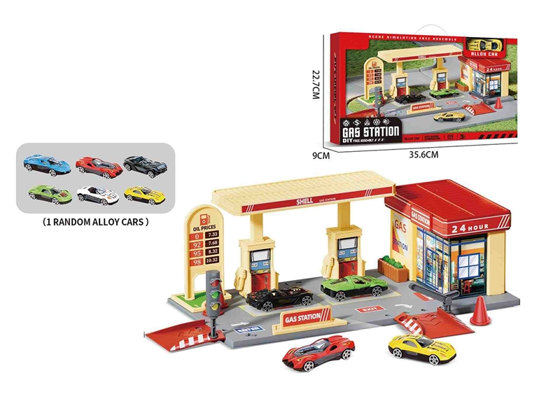 GAS STATION SET W/DIE-CAST CAR 1PCS - HP1234029