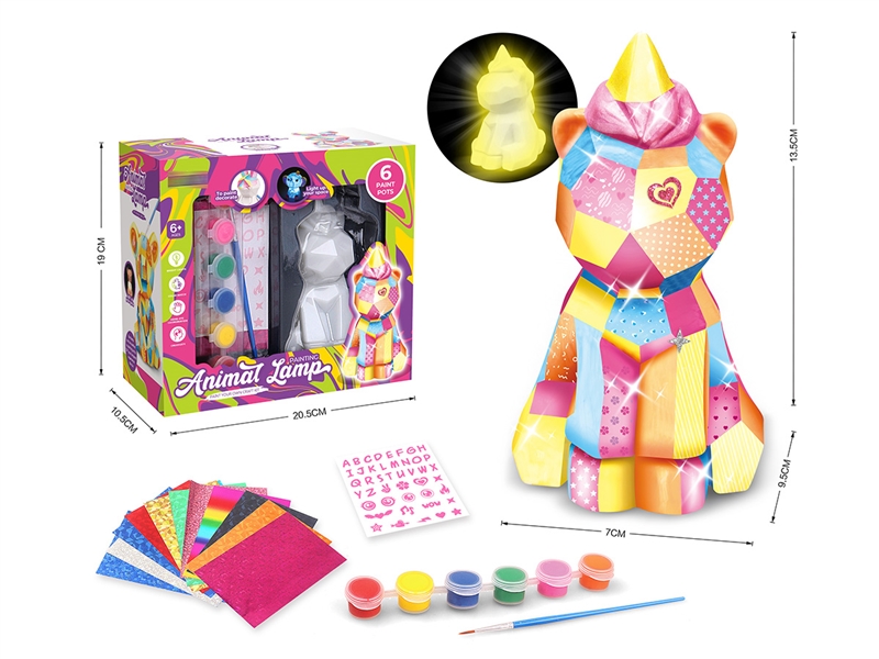 儿童DIY彩绘涂鸦创意夜灯玩具 DIY涂鸦夜灯玩具-独角兽（用3粒AG13包电） - HP1234317