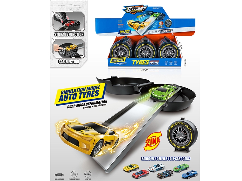 CATAPULT TYRES RAILTRACK W/FREE WAY DIE-CAST CAR 1PCS,12PCS/DISPLAY BOX - HP1235584