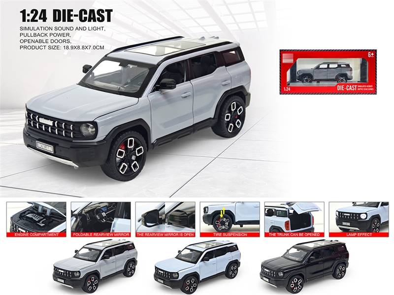 1：24 PULL BACK DIE-CAST CAR W/LIGHT & SOUND & CAN OPEN THE DOOR,3COLOURS - HP1236397