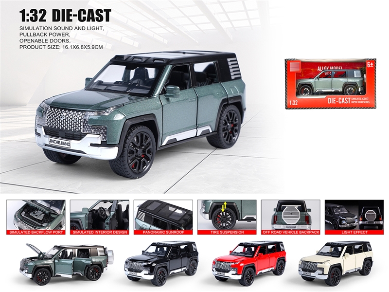 1：32 PULL BACK DIE-CAST CAR W/LIGHT & SOUND & CAN OPEN THE DOOR,4COLOURS - HP1236415