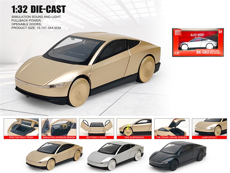 1：32 PULL BACK DIE-CAST CAR W/LIGHT & SOUND & CAN OPEN THE DOOR,3COLOURS - HP1236443