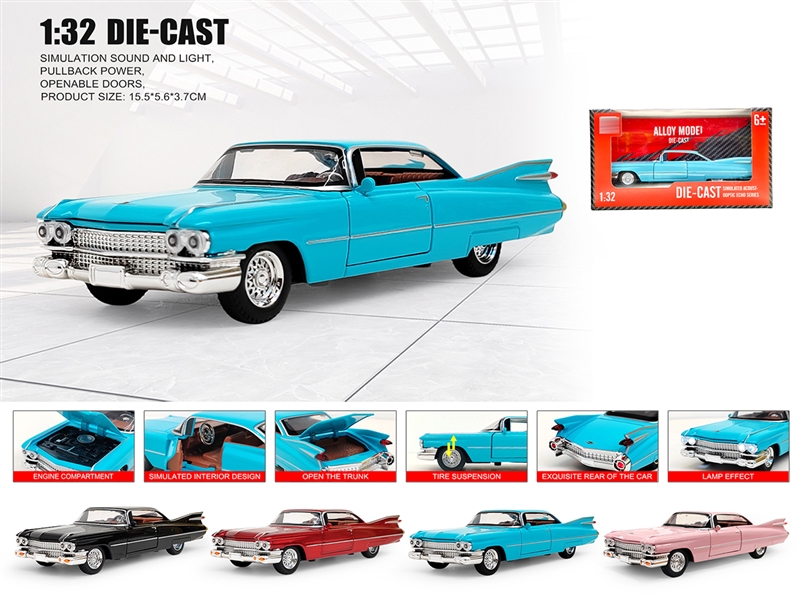 1：32 PULL BACK DIE-CAST CAR W/LIGHT & SOUND & CAN OPEN THE DOOR,4COLOURS - HP1236445