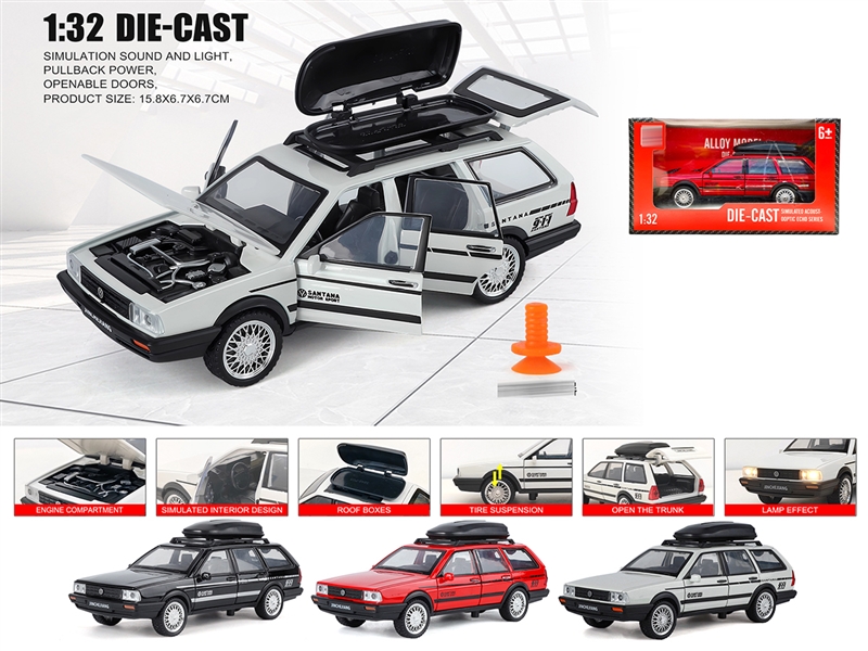 1：32 PULL BACK DIE-CAST CAR W/LIGHT & SOUND & CAN OPEN THE DOOR,3COLOURS - HP1236447
