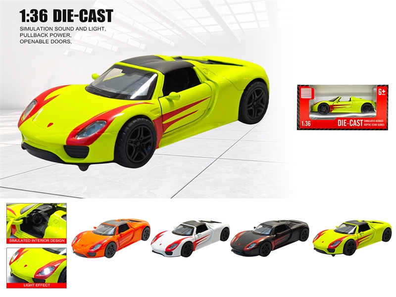 1：36 PULL BACK DIE-CAST CAR W/LIGHT & SOUND & CAN OPEN THE DOOR,4COLOURS - HP1236453
