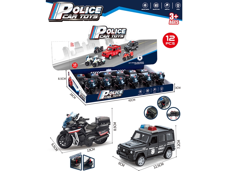 FRICTION POLICE CAR,12PCS/DISPLAY BOX - HP1236587