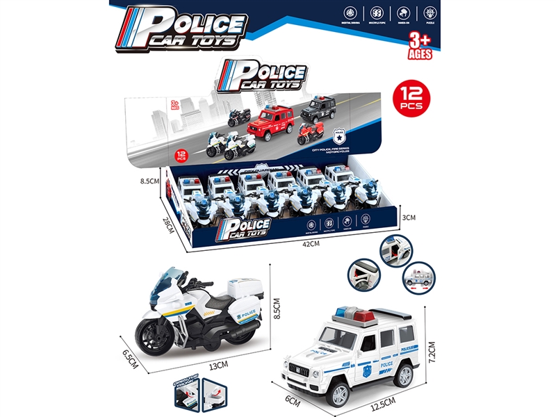 FRICTION POLICE CAR,12PCS/DISPLAY BOX - HP1236588
