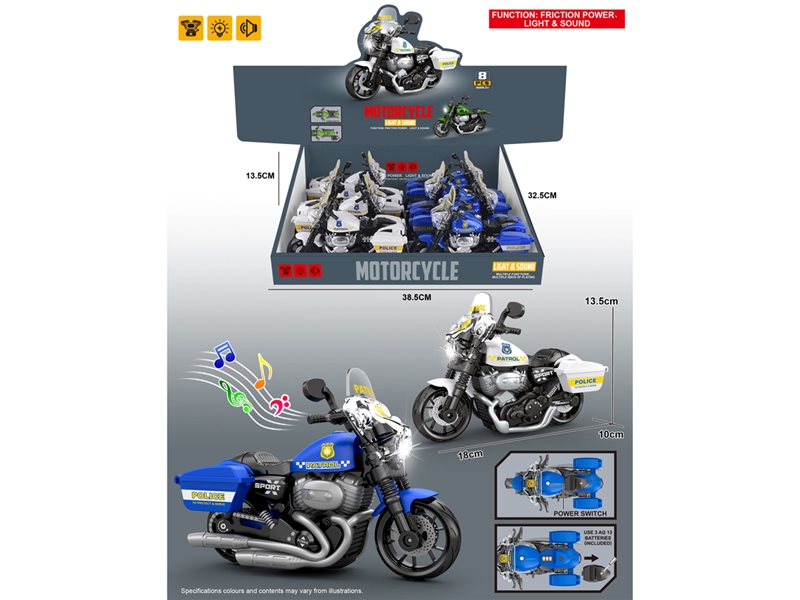 FRICTION MOTORCYCLE W/LIGHT & MUSIC , 8PCS/DISPLAY BOX - HP1236860
