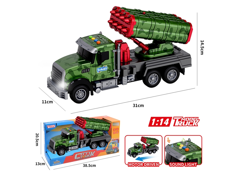 1:14 FRICTION MILITARY TRUCK W/LIGHT & MUSIC(INCLUDED BATTERY） - HP1241036