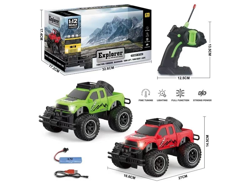 1:12四通越野遥控车(皮卡)带前灯光包电USB - HP1241574