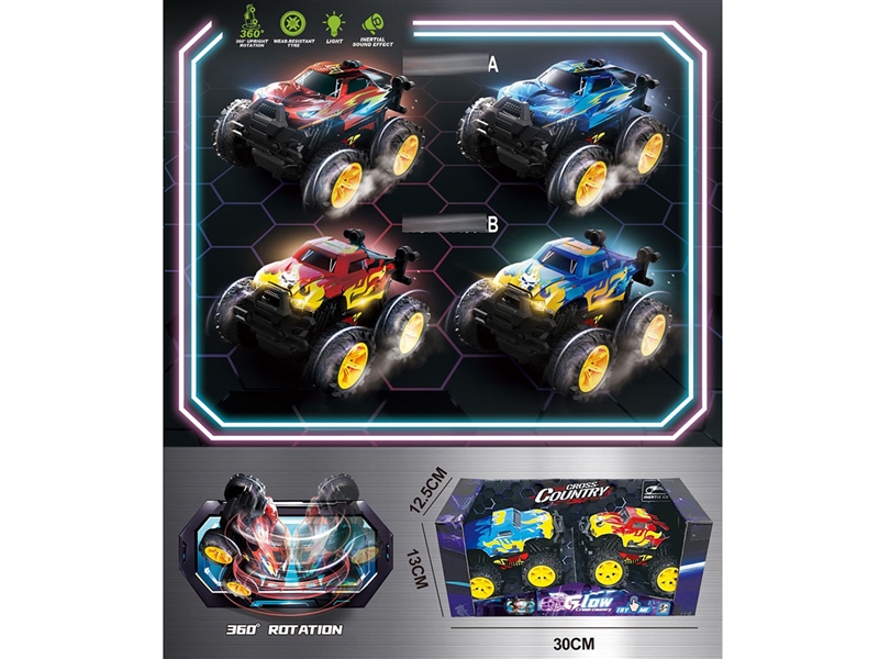 FRICTION STUNT CAR W/LIGHT & SOUND（INCLUDE BATTERY）,2ASST - HP1241890