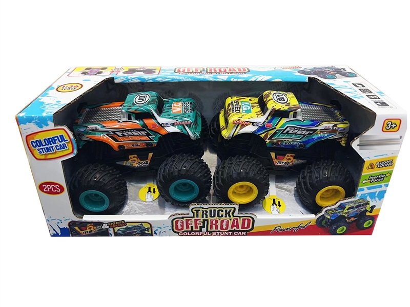 FRICTION STUNT CAR W/LIGHT & SOUND,2PCS（INCLUDED BATTERY） - HP1242174