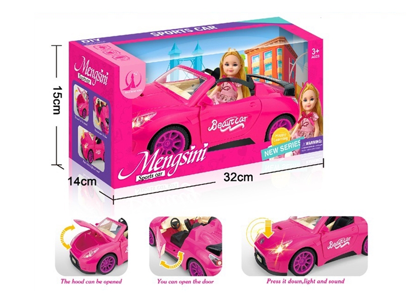 5”SOLID BODY DOLL+FREE WAY SPORTS CAR WITH LIGHT & MUSIC,CAN OPEN THE DOOR - HP1242274