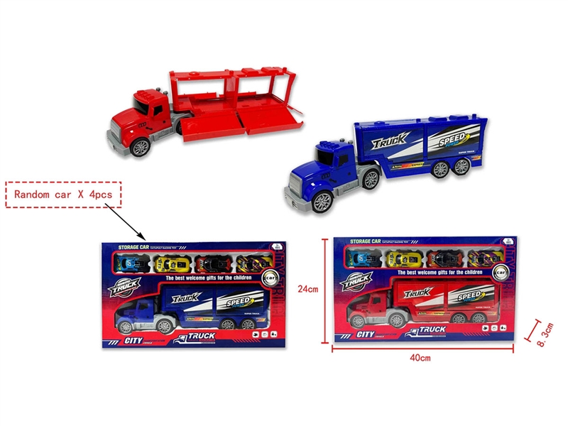 FRICTION TRUCK W/PULL BACK CAR 4PCS - HP1242356