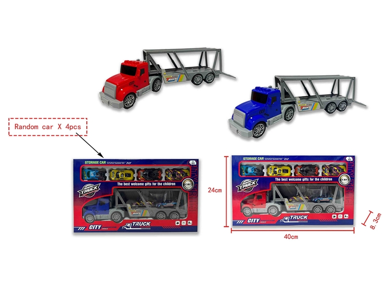 FRICTION TRUCK W/PULL BACK CAR 4PCS - HP1242357