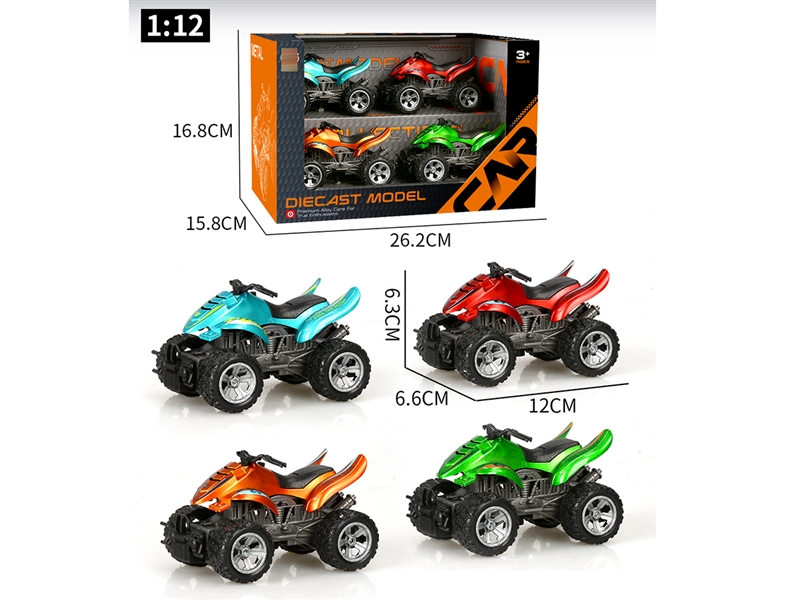 1:12 FRICTION DIE-CAST MOTORCYCLE 4PCS - HP1242943