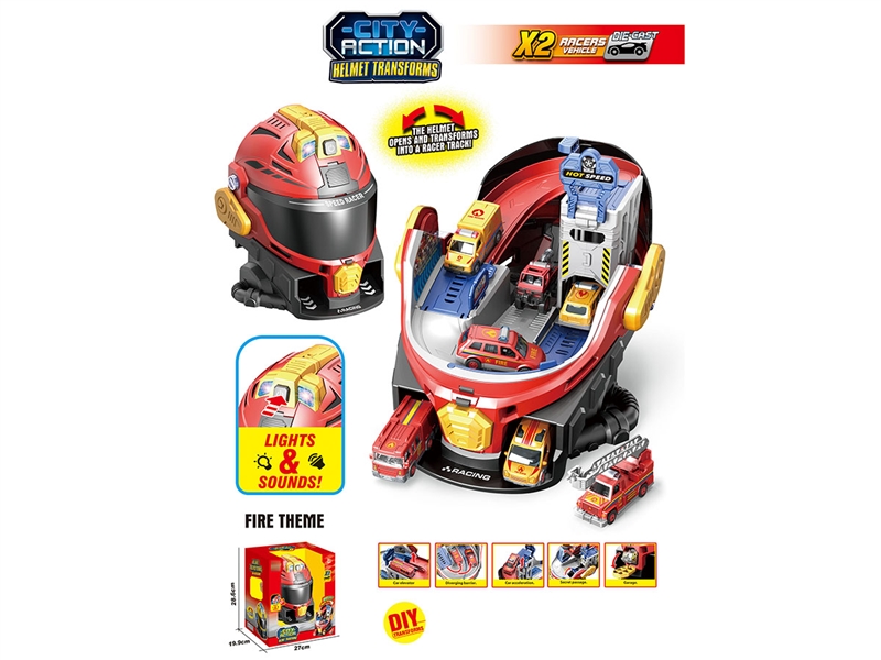 PARKING LOT W/LIGHT & SOUND & FREE WAY DIE-CAST CAR 2PCS（INCLUDE BATTERY） - HP1243407