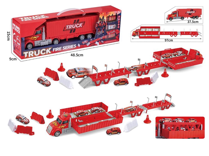 CATAPULT FIRE STORAGE TRUCK W/PULL BACK CAR 3PCS - HP1246454