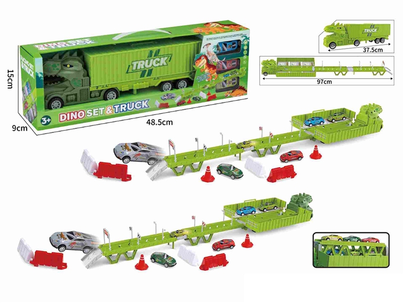 CATAPULT DINOSAUR STORAGE TRUCK W/PULL BACK CAR 3PCS - HP1246455